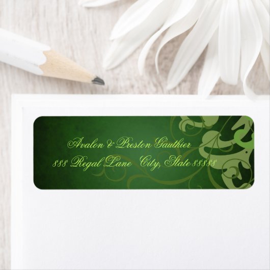 Noble Green Texture Green Scroll Address Labels (Insitu)
