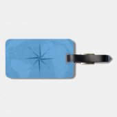 Noble hellblaue Weltkarte mit Kompass-Rose Gepäckanhänger (Rückseite horizontal)