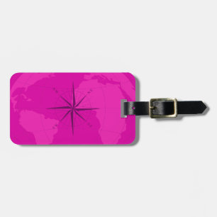 Noble helle lila Weltkarte mit Kompass-Rose Gepäckanhänger