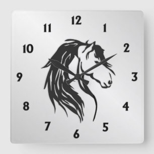 Noble Horse Head Quadratische Wanduhr