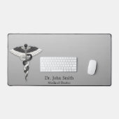 Noble Klasse Medical Elegant Schwarz-weiß Caduceus Schreibtischunterlage (Tastatur & Maus)