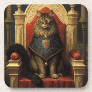 Noble Maine Coon Cat Throne Art Print Getränkeuntersetzer