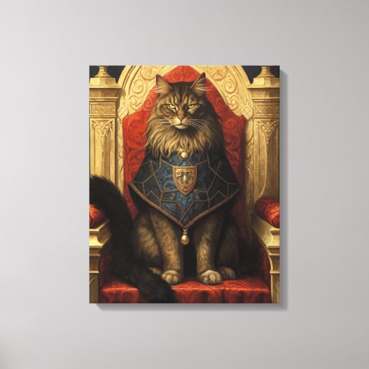 Noble Maine Coon Cat Throne Art Print Leinwanddruck (Vorderseite)