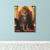 Noble Maine Coon Cat Throne Art Print Leinwanddruck (Insitu (Holzboden))
