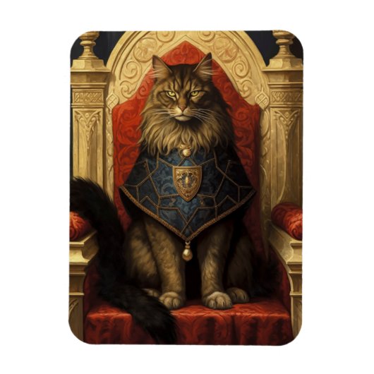 Noble Maine Coon Cat Throne Art Print Magnet (Vertikal)