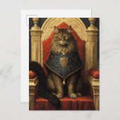 Noble Maine Coon Cat Throne Art Print Postkarte (Vorne/Hinten)