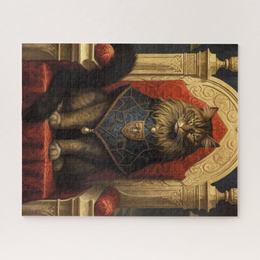 Noble Maine Coon Cat Throne Art Print Puzzle (Horizontal)
