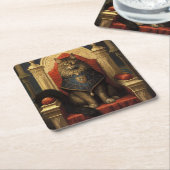 Noble Maine Coon Cat Throne Art Print Rechteckiger Pappuntersetzer (angewinkelt)