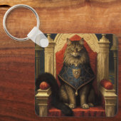 Noble Maine Coon Cat Throne Art Print Schlüsselanhänger (Vorderseite)