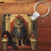 Noble Maine Coon Cat Throne Art Print Schlüsselanhänger (Rückseite)