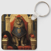 Noble Maine Coon Cat Throne Art Print Schlüsselanhänger (Rückseite)