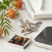 Noble Maine Coon Cat Throne Art Print Schlüsselanhänger (Seite)