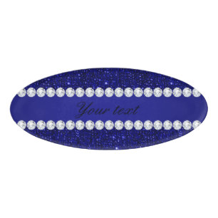 Noble Marine-Sequins und Diamanten personalisiert Namenschild