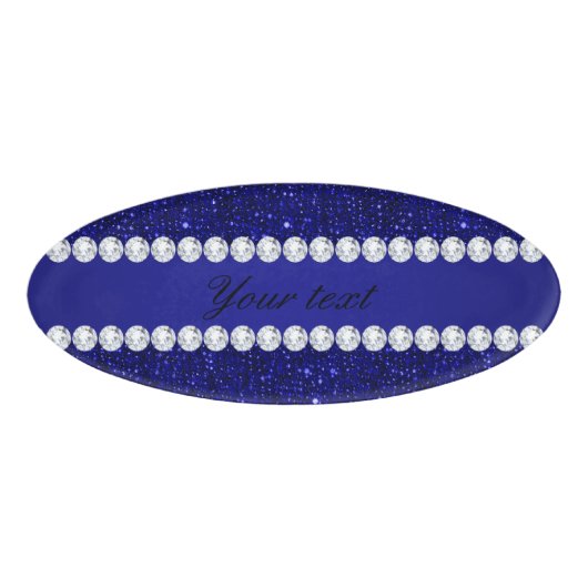 Noble Marine-Sequins und Diamanten personalisiert Namenschild (Vorderseite)