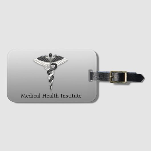 Noble Medical Elegant Klasse Schwarz-weiß Caduceus Gepäckanhänger (Vorderseite (Horizontal))