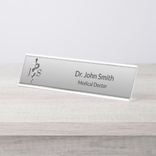 Noble Medical Elegant Klassischer Schwarz-weißer A Schreibtischnamensplakette