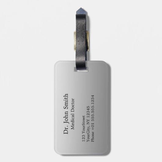 Noble Medizin Klasse Elegant Schwarz-weiß Caduceus Gepäckanhänger (Rückseite vertikal)