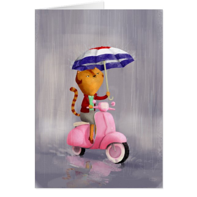 Noble Miezekatze-Katze auf rosa Roller (Vorne)