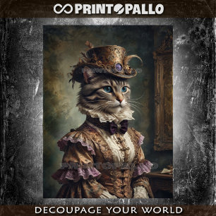 Noble Milady Cat in viktorianisch elegantem Kleid Seidenpapier