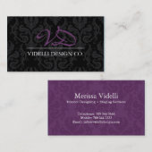 Noble Monogramm-Damast-Visitenkarte Visitenkarte (Vorne/Hinten)