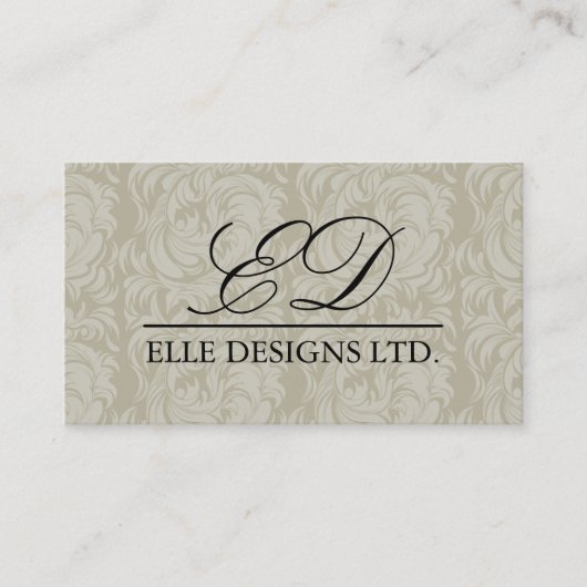 Noble Monogramm-Damast-Visitenkarte Visitenkarte (Vorderseite)