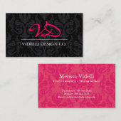 Noble Monogramm-Damast-Visitenkarte Visitenkarte (Vorne/Hinten)