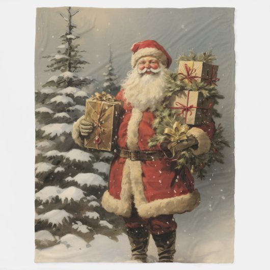 Noble Nostalgia Elegantes Weihnachtsfest Fleecedecke (Vorderseite)