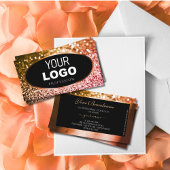 Noble Orange Pink Ombre Glitzer Black Add Logo Visitenkarte