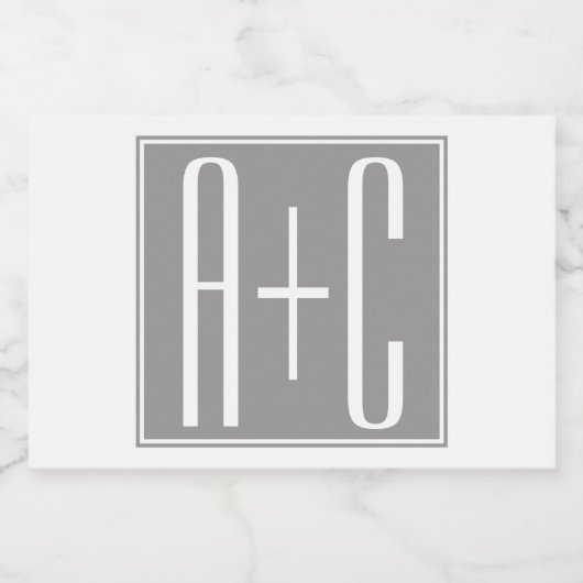 Noble Paare Initails | weiß u. grau Lebensmitteletikett (Einzelnes Label)