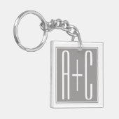 Noble Paare Initails | weiß u. grau Schlüsselanhänger (Vorderseite links)