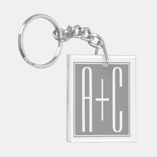 Noble Paare Initails | weiß u. grau Schlüsselanhänger (Vorderseite links)