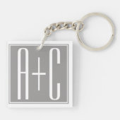 Noble Paare Initails | weiß u. grau Schlüsselanhänger (Rückseite)