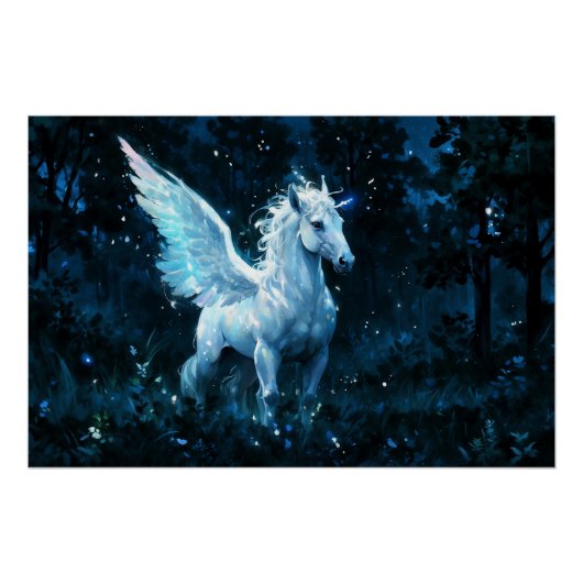 Noble Pegasus in der Nacht Poster (Vorderseite)