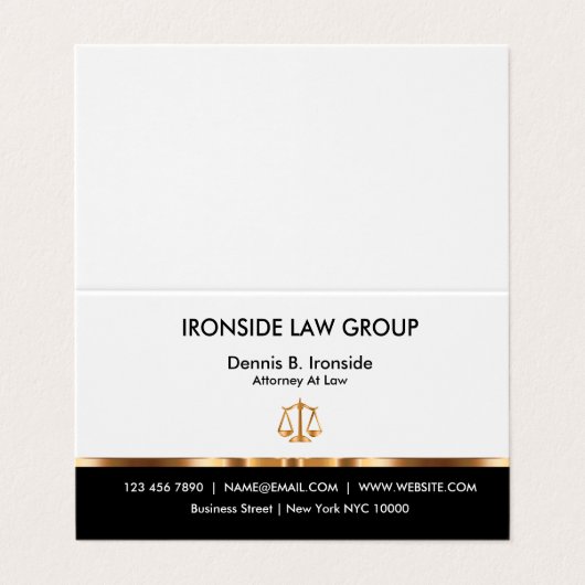 Noble Rechtsanwalts-Zelt-Art Visitenkarten (Außenseite Aufgefaltet)