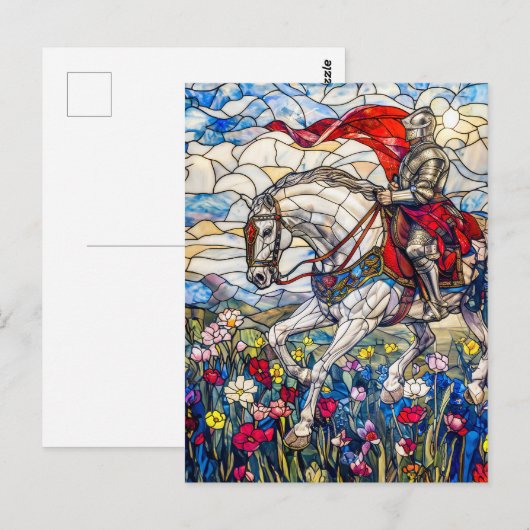 Noble Ritter in Rüstung auf Pferd Postkarte (Vorne/Hinten)