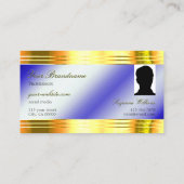 Noble Royal Blue Shiny Gold Borders Monogram Foto Visitenkarte (Rückseite)