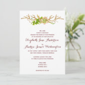 Noble rustikale Wedding Geweihe u. Wildblumen Einladung (Stehend Vorderseite)