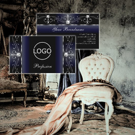 Noble Schwarz Blau Weiß gezackte Juwelen mit Logo Visitenkarte