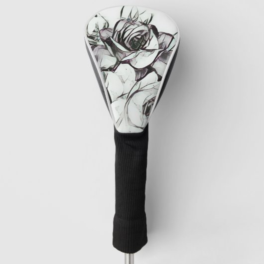 Noble Schwarz-weiße Rose mit Touch des Lavendels Golf Headcover (Vorderseite)