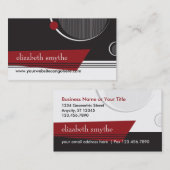 Noble Schwarz-weiße und rote Geschäfts-Karte Visitenkarte (Vorne/Hinten)