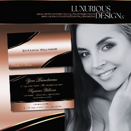 Noble Schwarze Rose Gold geschwungene Dekoration L Visitenkarte