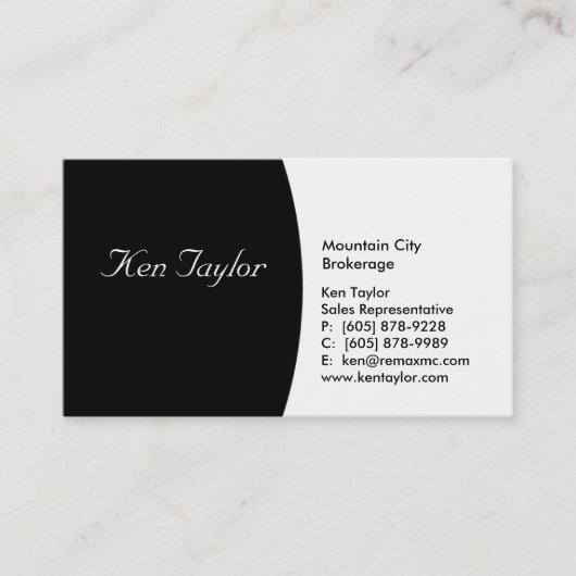 Noble schwarze u. weiße Visitenkarte rund (Vorderseite)