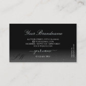 Noble Shimmery Black Sparkling Diamonds Monogram Visitenkarte (Rückseite)