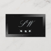 Noble Shimmery Black Sparkling Diamonds Monogram Visitenkarte (Vorderseite)