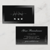 Noble Shimmery Black Sparkling Diamonds Monogram Visitenkarte (Vorne/Hinten)