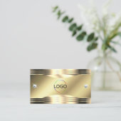 Noble Shimmery Gold Shiny Diamonds Logo und Foto Visitenkarte (Stehend Vorderseite)