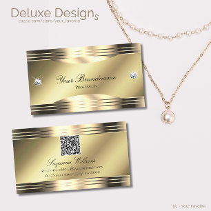 Noble Shimmery Gold Shiny Diamonds mit QR Code Visitenkarte