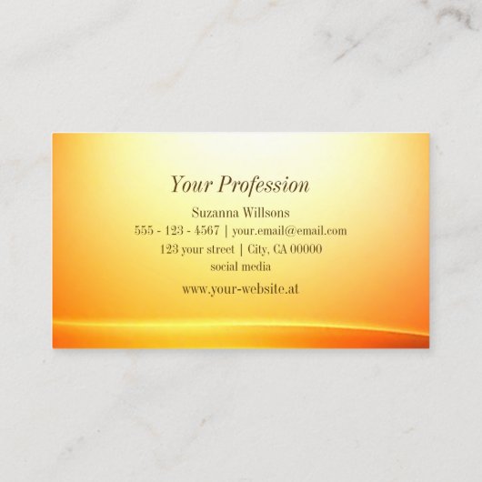 Noble Shimmery Orange geschliffene Dekoration mit Visitenkarte (Rückseite)