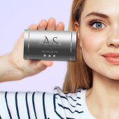 Noble Shimmery Silver Sparkle Diamonds Initialen Visitenkarte