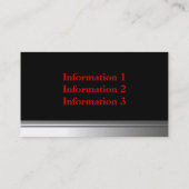 Noble Silber-, Rote und SchwarzeVisitenkarten Visitenkarte (Rückseite)